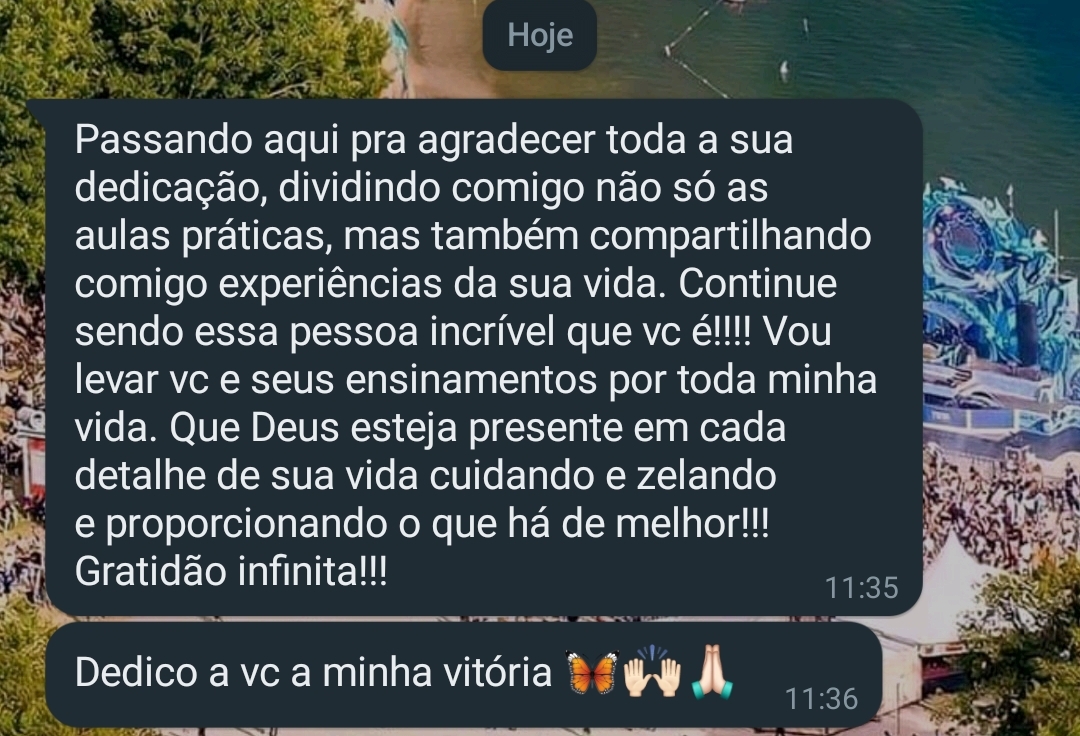 Depoimento aluna agradecimento