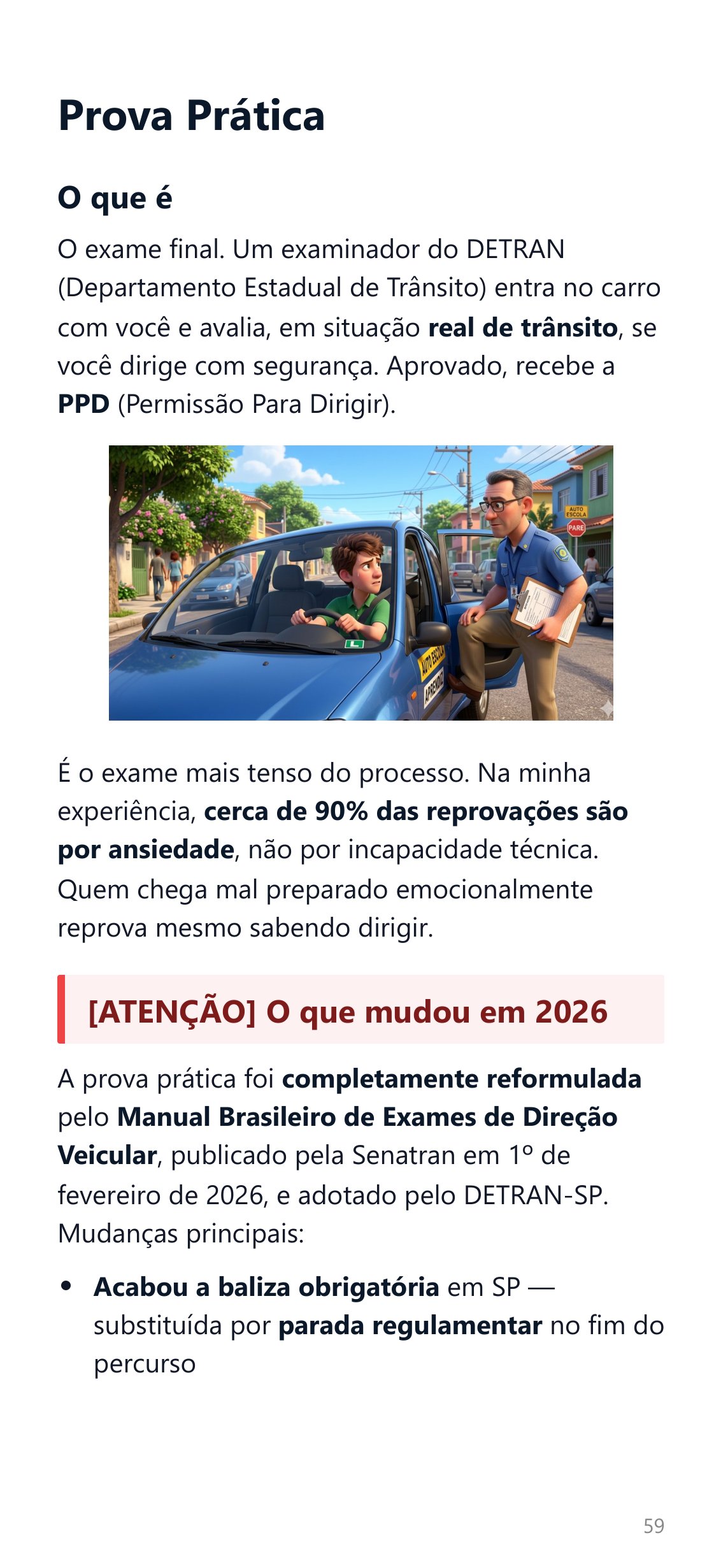 Página do guia: Prova prática com carro próprio