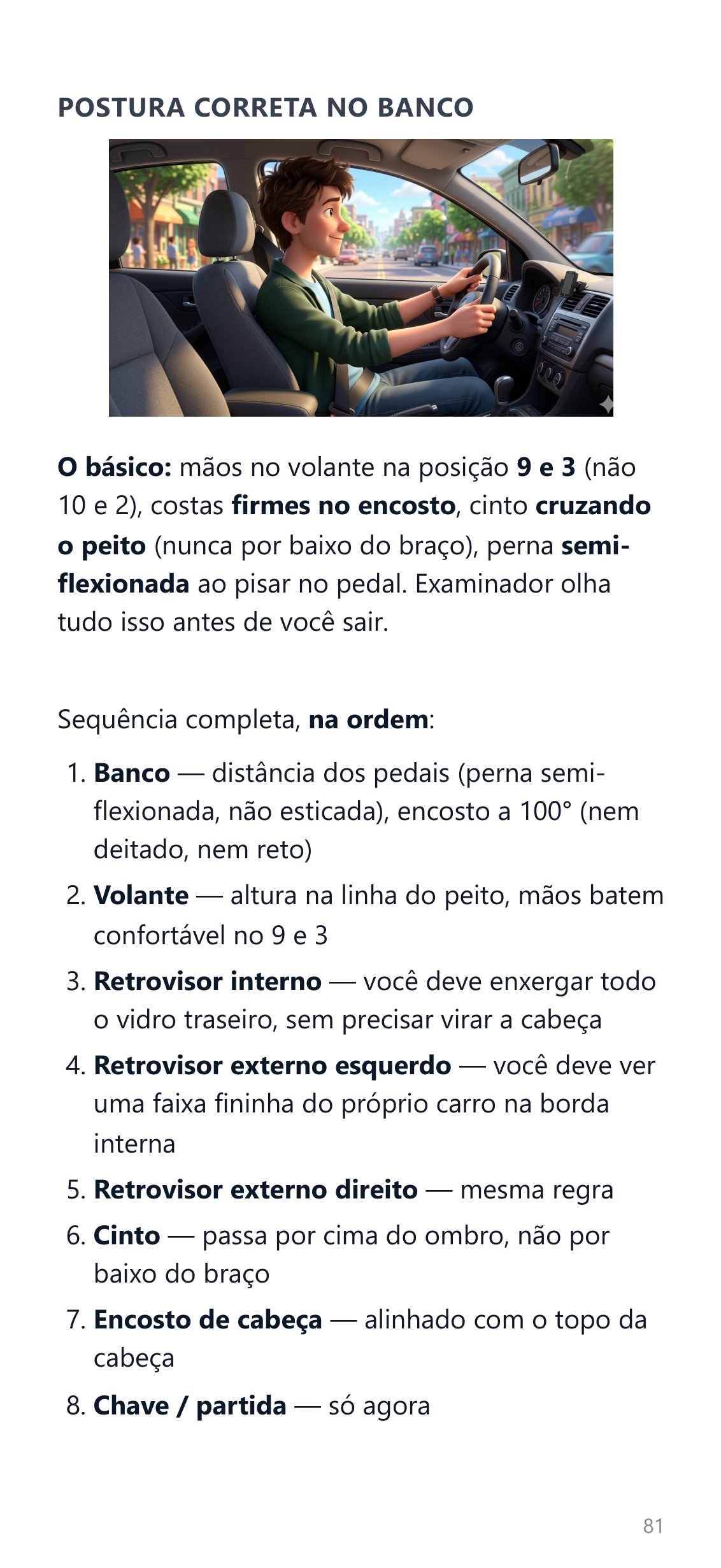 Página do guia: Postura correta no banco